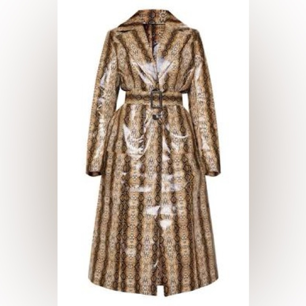 PLT Snake Print Trench Coat